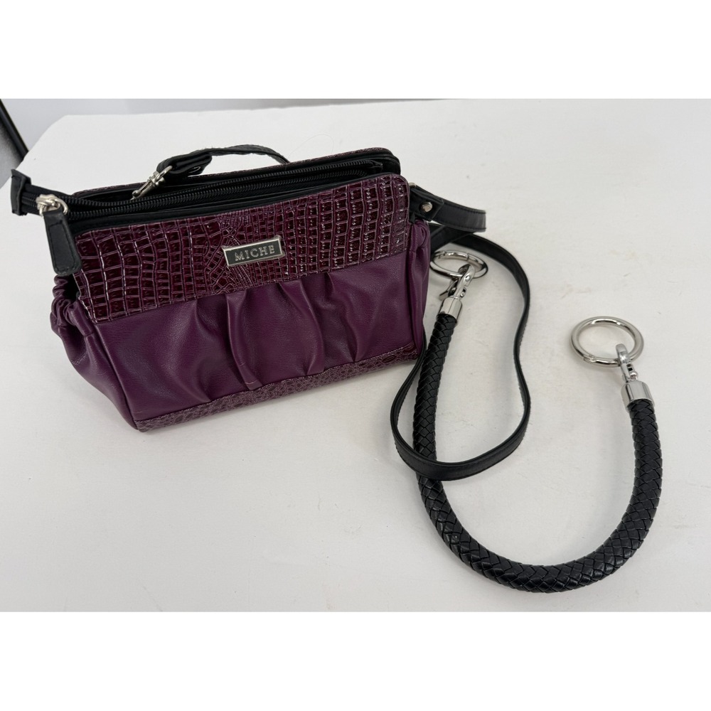Miche Petite  Interchangeable Purse‎ Handles & Straps Lot Crossbody Croc Purple